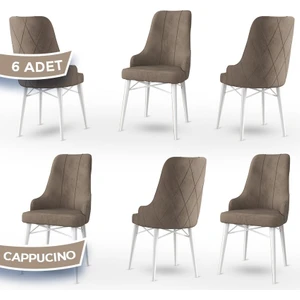 Concept Neta Serisi   Babyface Kumaş  Beyaz Gürgen Ayak 6 Adet Yemek Odası Sandalye