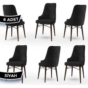 Concept Neta Serisi   Babyface Kumaş  Ceviz Gürgen Ayak 6 Adet Yemek Odası Sandalye