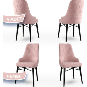 Concept Neta Serisi  Babyface Kumaş Sandalye Siyah Gürgen Ayak 4 Adet Sandalye