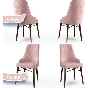 Concept Neta Serisi   Babyface Kumaş Yemek Odası Sandalyesi Ceviz Gürgen Ayak 4 Adet Sandalye