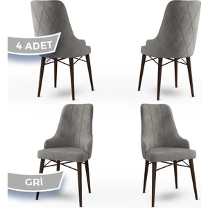 Concept Neta Serisi   Babyface Kumaş Yemek Odası Sandalyesi Ceviz Gürgen Ayak 4 Adet Sandalye