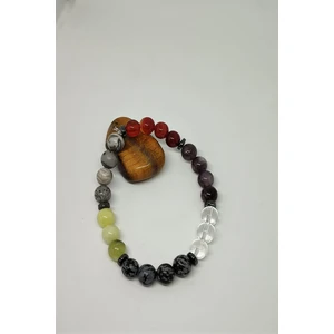 Bade Accessories Erkek Terazi Burcu Taş Bileklik (Jasper, Zebercet(Peridot),Obsidyen,Ametist,Karnelyan Akik)