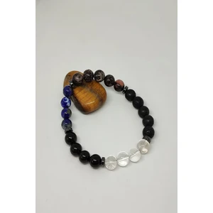 Bade Accessories Erkek Boğa Burcu Doğal Taş Bileklik (Rodokrozit, Lav Taşı,kristal Kuvars, Turmalin, Lapis Lazuli )