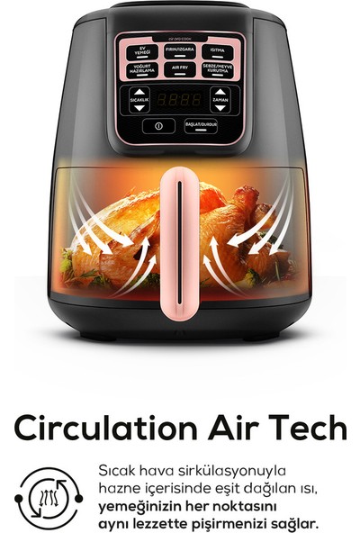 Karaca Air Pro Cook XL 2 in 1 Konuşan Airfryer Rosegold