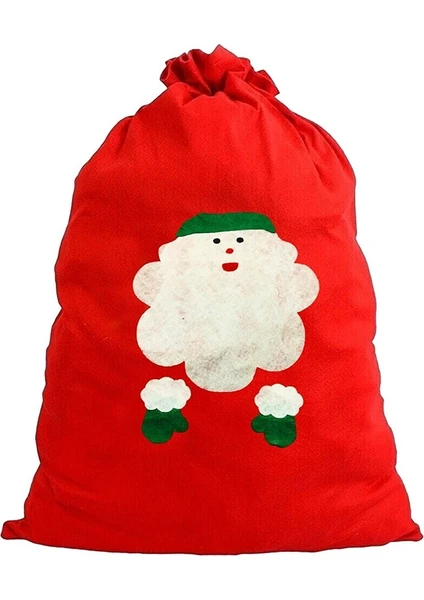 Noel Baba Hediye Çuvalı Noel Baba Çuvalı Santa Claus Gift Sack 65X40 cm Noel Baba Hediye Çantası Büyük Boy Çuval