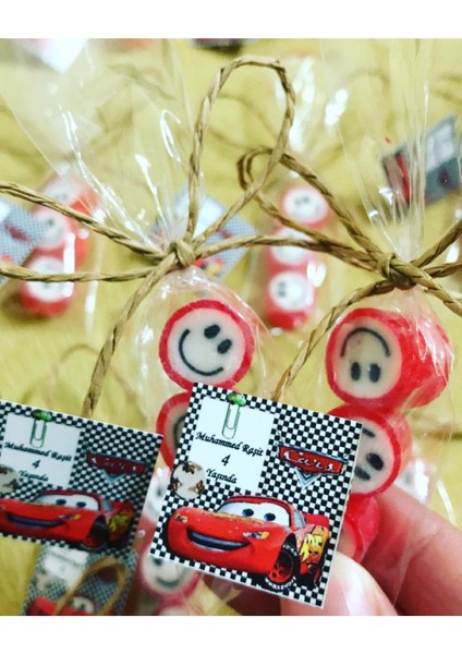 Kırmızı Gülenyüz Desenli Parmak Şeker 50 Adet fiyatları