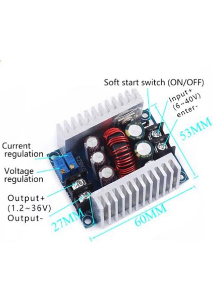 300W/20A Dc-Dc Buck Dönüştürücü - Gerilim Düşürücü Modül
