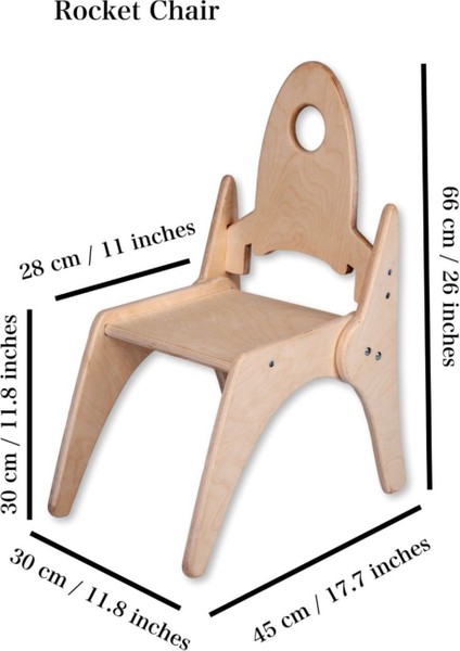 Çocuk Sandalyesi | Uzay Temalı Çalışma Masası ve Sandalye Setine ait Sandalye| Ahşap Çocuk Mobilyası | Masa Sandalye Takımı için Sandalye