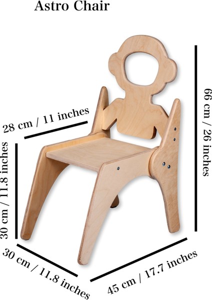 Çocuk Sandalyesi | Uzay Temalı Çalışma Masası ve Sandalye Setine ait Sandalye| Ahşap Çocuk Mobilyası | Masa Sandalye Takımı için Sandalye