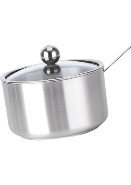 Mutfak Paslanmaz Çelik Suger Pot Yuvarlak Çeşni Pot L