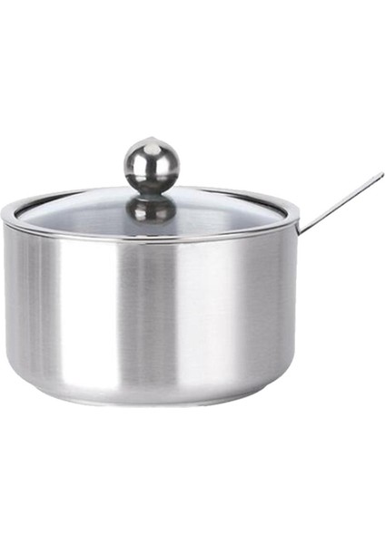 Mutfak Paslanmaz Çelik Suger Pot Yuvarlak Çeşni Pot L