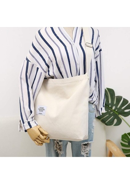 Kadın Retro Büyük Boy Kanvas Omuz Çantası - Bej (Yurt Dışından) modelleri