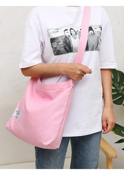 Kadın Retro Büyük Boy Kanvas Omuz Çantası - Pembe (Yurt Dışından) indirimleri