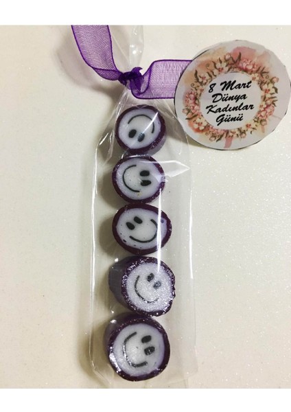 Mor Gülenyüz Desenli Parmak Şeker 25 Adet