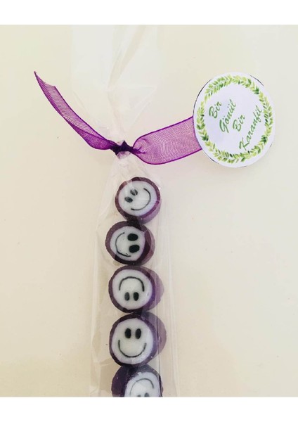 Mor Gülenyüz Desenli Parmak Şeker 50 Adet fiyatları