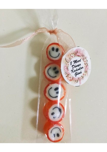 Turuncu Gülenyüz Desenli Parmak Şeker 100 Adet