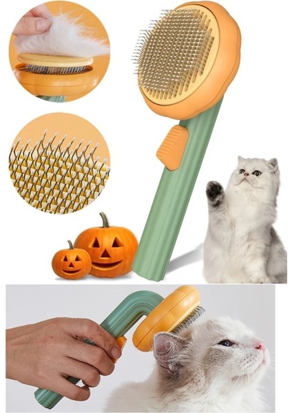 Balkabağı Şekilli Tuşlu Evcil Hayvan Fırçası, Kedi Köpek Tüy Toplayıcı Tarak Fırça