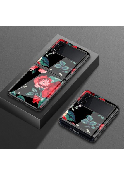 Samsung Galaxy Z Flip 4 Gül Model Havalı Cam Cep Telefonu Kılıfı (Yurt Dışından)