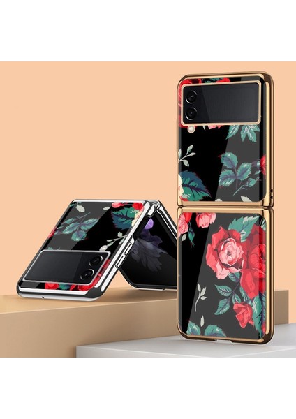 Samsung Galaxy Z Flip 4 Gül Model Havalı Cam Cep Telefonu Kılıfı (Yurt Dışından)