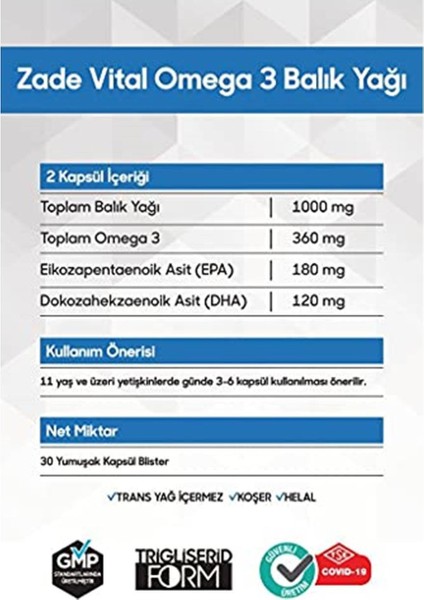 Omega3 Balık Yağı Içeren Takviye Edici Gıda 30 Kapsül (1 x 30 Adet) fiyatları