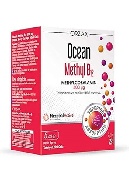 Ocean Methyl B12 Dilaltı Sprey 500MCG 5 ml