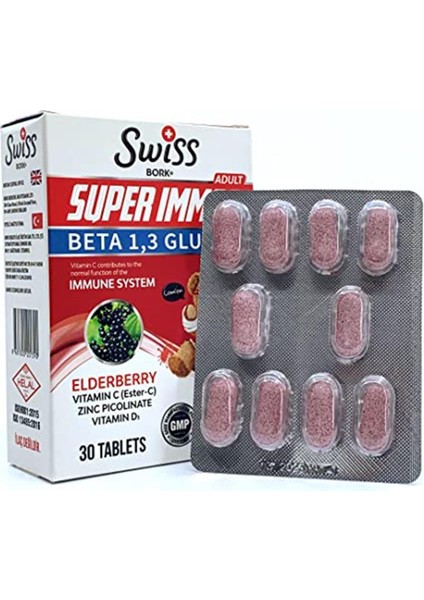 Super Immoo Immuneks Erişkin Elderberry, Vitamin D, Ester C Vitamini, Çinko Pikolinat Im