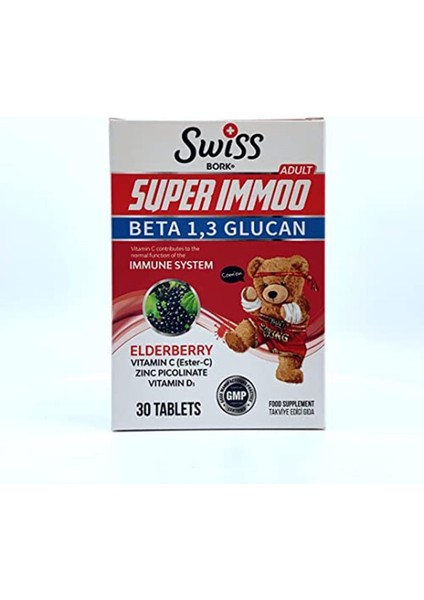 Super Immoo Immuneks Erişkin Elderberry, Vitamin D, Ester C Vitamini, Çinko Pikolinat Im