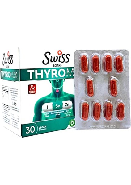 Swiss Bork® Thyromix (Iyot & Selenyum & Çinko Pikolinat) 30 Vegan Kapsül