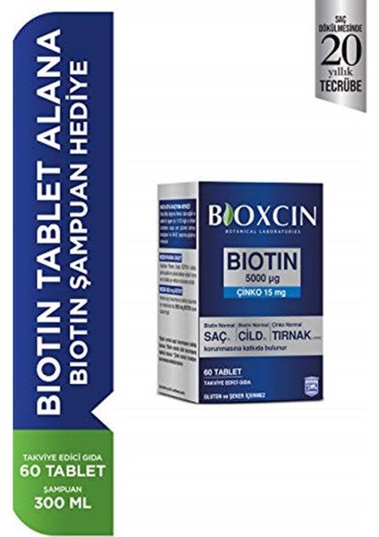 Biotin & 15 Mg Çinko 60 Tablet + Biotin Günlük Şampuan 300 ml