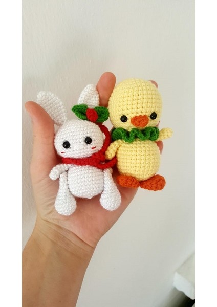 Minik Oyuncak Ördek ve Tavşan (El Örgüsüdür)