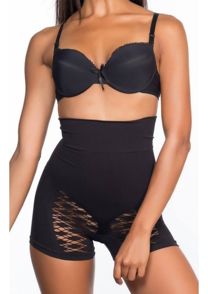 Emay Siyah Dikişsiz Yüksek Bel Paçalı Korse 2064