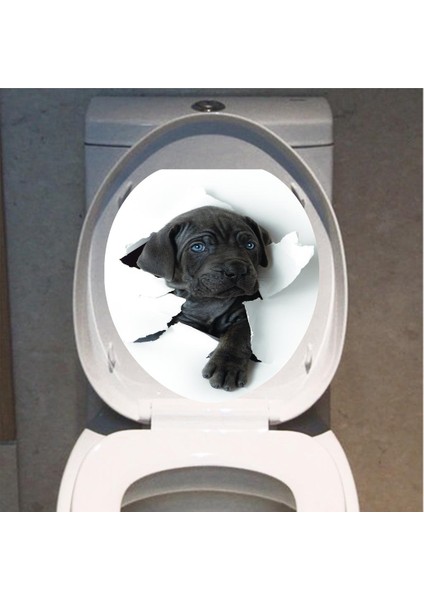 Çıkarılabilir Dıy Klozet Duvar Sticker Çıkartmaları Vinil 3D Sanat Kapak Filmi # 8 Sevimli Köpek (Yurt Dışından) fırsatları