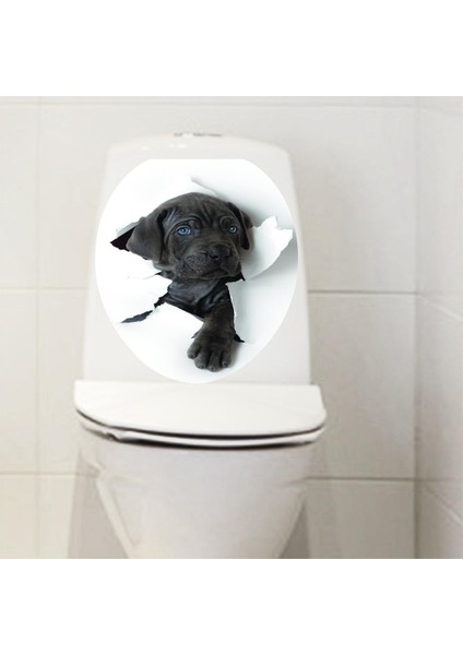 Çıkarılabilir Dıy Klozet Duvar Sticker Çıkartmaları Vinil 3D Sanat Kapak Filmi # 8 Sevimli Köpek (Yurt Dışından) indirimleri
