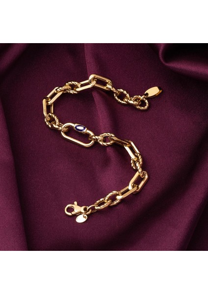 14 Ayar Altın Gözlü Tiffany Zincirli Bileklik modelleri