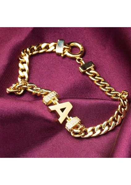 14 Ayar Altın A Harfli Bileklik modelleri