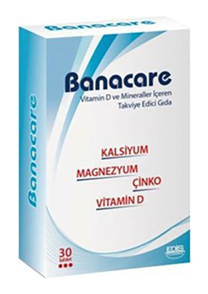 Banacare Vitamin D - Mineraller 30 Tablet