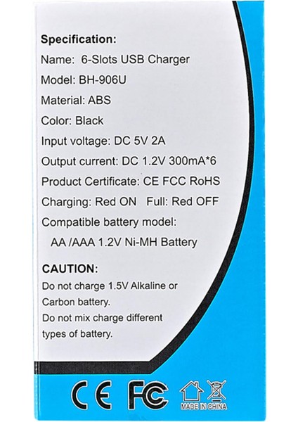 Aa/aaa Pil Şarj Cihazı 6 Yüzdelik Şarj Edilebilir Li-Ion Piller (Yurt Dışından)