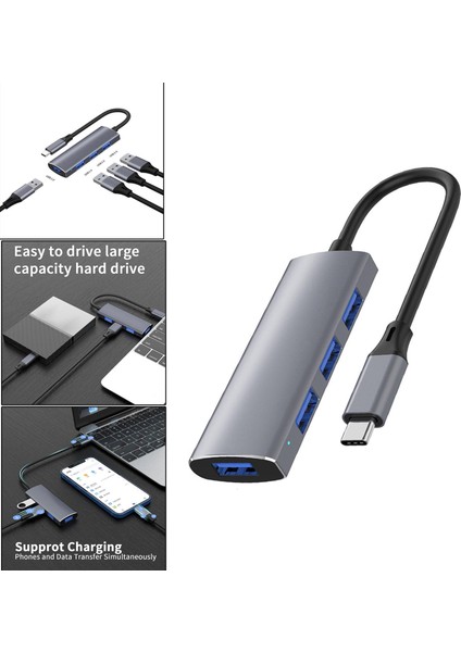 4 Arada 1 USB C Hub Kart Okuyucu Tablet Klavye Genişletici 3 USB 2.0(Yurt Dışından)