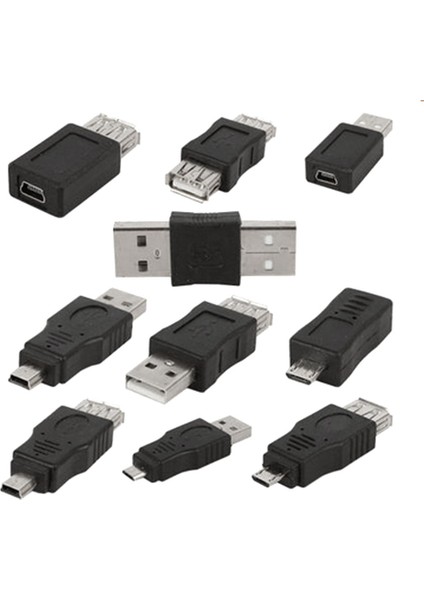 10PCS Otg 5 Pin Mini Değiştirici Adaptör Dönüştürücü USB Erkek - Kadın Mikro USB