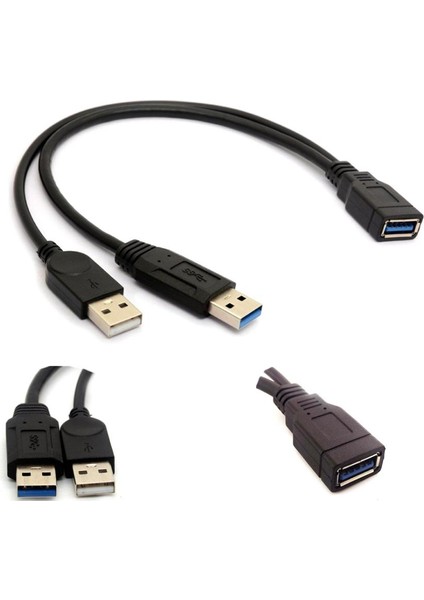 Çift 2 Bağlantı Noktası USB 3.0 Dişi - USB Erkek Başlığı Uzantısı Y Kablo Adaptörü (Yurt Dışından)