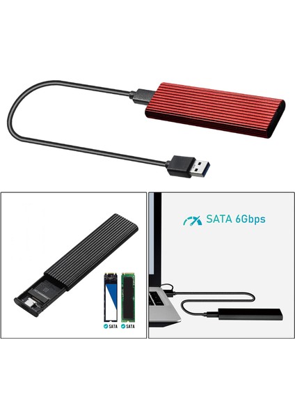 M.2 - USB 3.0 Adaptör Muhafaza Kılıfı 6gbps Destek Uasp Kırmızı