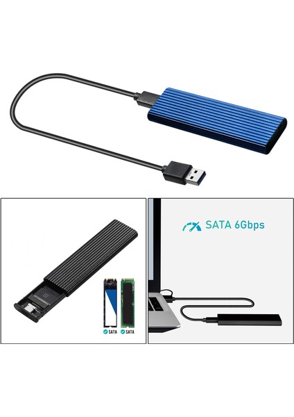 M.2 - USB 3.1 Okuyucu Dönüştürücü Muhafaza Kılıfı Taşınabilir Mavi