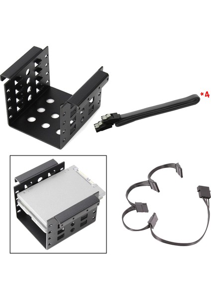 4 Bay 2.5 "hdd Caddy Braket Raf Yedek Parçalar Kolay Montaj Siyah W Kablosu