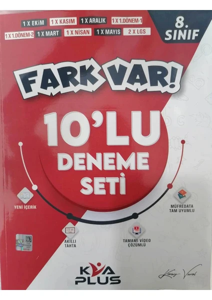 Koray Varol Akademi Plus 8.Sınıf LGS Fark Var 10 Deneme Seti LGS Deneme