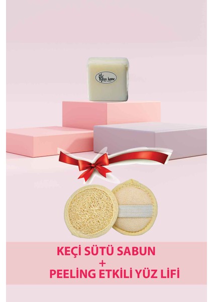 Keçi Sütü Sabun + Yüz Lifi Yüz Aydınlatma Etkili Sabun - Peeling Yüz Lifi