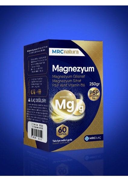 Natura Magnezyum 250mg Bisglisinat & Sitrat & P5p Vitamin B6 60 Kapsül