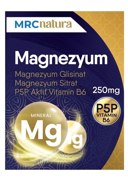 Natura Magnezyum 250mg Bisglisinat & Sitrat & P5p Vitamin B6 60 Kapsül