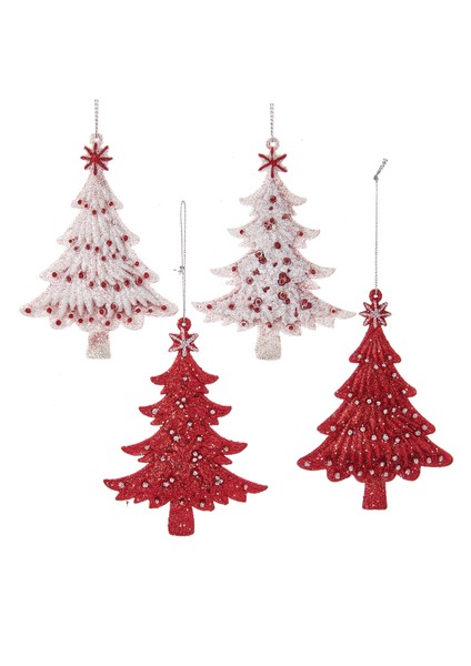 Beyaz Çam Ağacı Kırmızı Işıltılı Yılbaşı Süsü – 12,5cm fırsatları