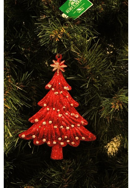 Beyaz Işıltılı Kırmızı Çam Ağacı Yılbaşı Süsü – 12,5cm modelleri