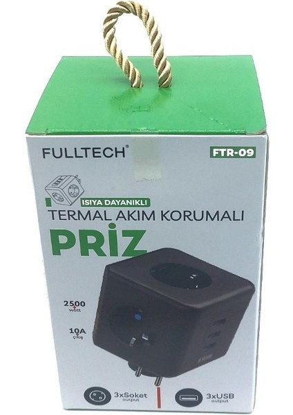 3xsoket - 3xusb Isıya Dayanıklı Termal Akım Korumalı Priz